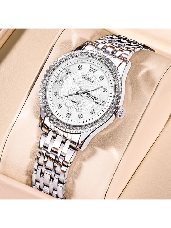 Women\'s All Silver Stainless Steel Luxury Ladies Waterproof Writs Diamond Watch main image 4